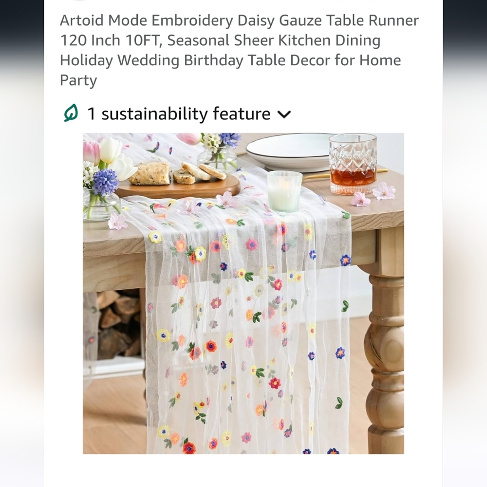 Embroidered Multicolored Flower Table Runners Or Veil